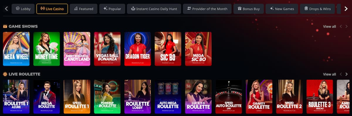Live casino spellen